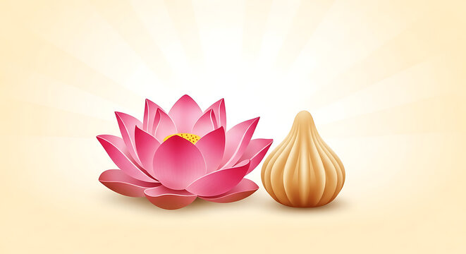 Ganesh Chaturthi: Lotus Flower and Modak Illustration - Powered by Adobe
