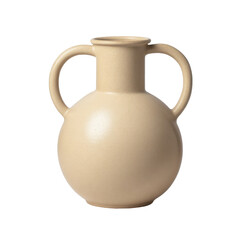 Elegant Creamy Ceramic Vase with Two Handles and Smooth Surface for Home Decor and Interior Design Transparent background or png