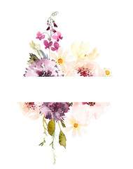 Watercolor Floral Frame with Soft Pastel Flowers