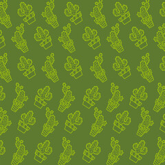 Cactus pot seamless pattern texture background