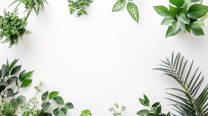 White Background Herbaceous and Floral Plants – a fresh and natural visual. The white background highlights the delicate details of herbaceous and floral plants, creating a clean and elegant botanical