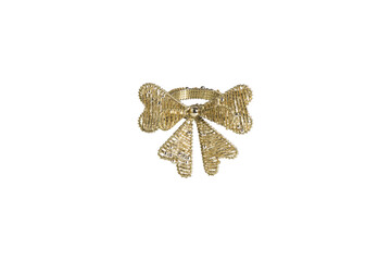 Gold beaded bow napkin ring isolated on transparent background