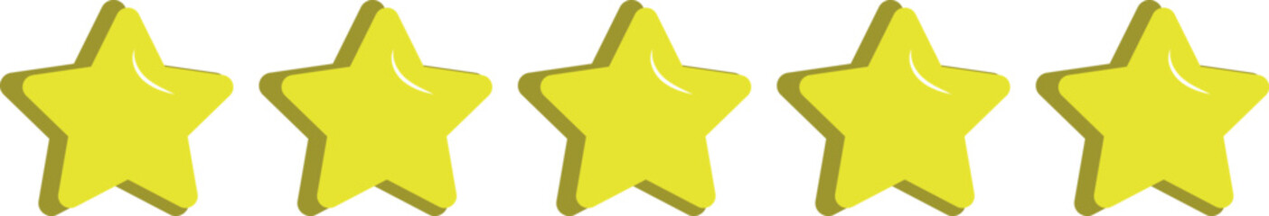 Five Star Rating Icon. 3d Style.