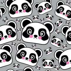 Cute Panda Head Pattern. Kids Print Design.