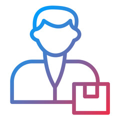 Delivery Man Line Icon Style