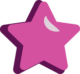 Pink Shiny Star Icon. Rating Element.