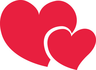 Two Hearts Flat Icon. Love Symbol.