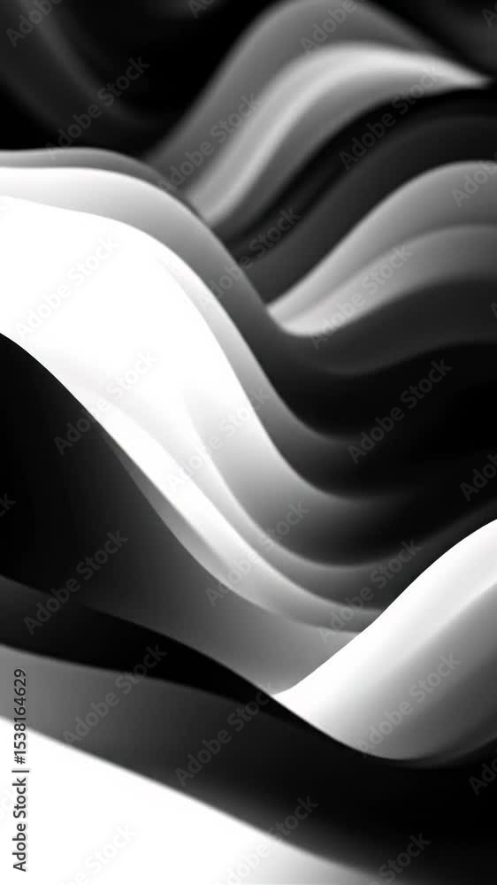 Poster hypnotic, minimalist abstract background with seamlessly morphing curvilinear forms undulating in an