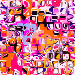 Abstract blotched random mosaic square paint splatter seamless pattern. Dense grungy mottled effect fabric texture design with tileable all over print. For speckled style wallpaper backdrop.