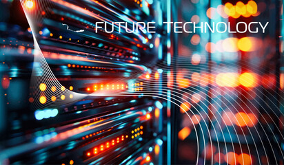 A closeup view of a modern server in a data center