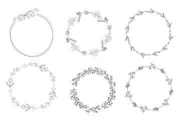 A decorative vector set of vintage floral frames and ornate border elements