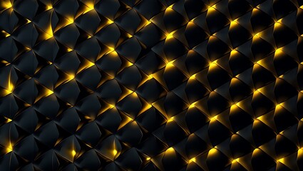 Fototapeta premium Intricate Abstract Pattern with Black Shapes and Golden Lighting