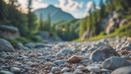 Beautiful Scenery Summer Hiking with empty copy space for text