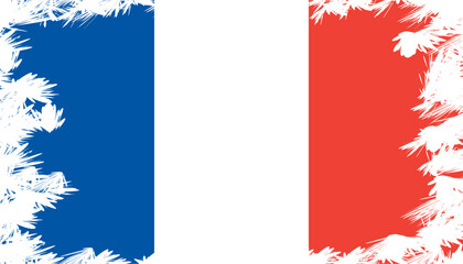 France Flag with Grunge Splash Border