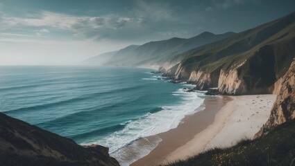 Obraz premium Gorgeous Coast Beach In Summer with Empty Copy Space For Text