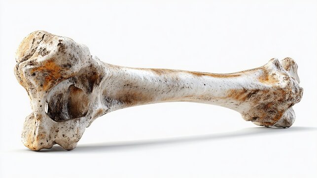 Isolated 3D medical rendering of the human humerus bone with anatomically accurate shaft and joint surface on a clean white background, representing musculoskeletal anatomy and orthopedic study