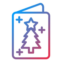 Obraz premium Christmas Card Line Icon Style