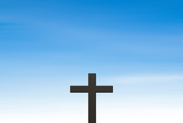Cross christian god religion on sky background, jesus church worship pray catholic grace christ, symbols christ love holy spiritual hope peach victory spirit meditation catholicism crucifix trush.