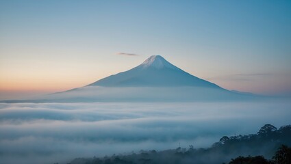 Amazing view of Mount during misty and foggy in the early morning