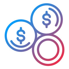 Coins Line Icon Style