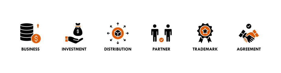 Franchise banner website icon vector illustration concept with the icons of business, investment, distribution, partner, trademark and agreement