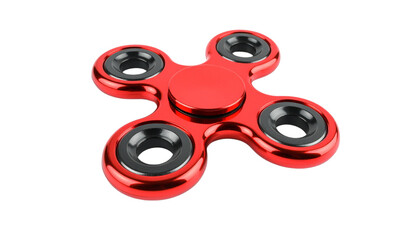 Red Metal Fidget Spinner Stress Relief Toy, Anxiety Reducer, Desk Toy isolated on solid white background Png format 