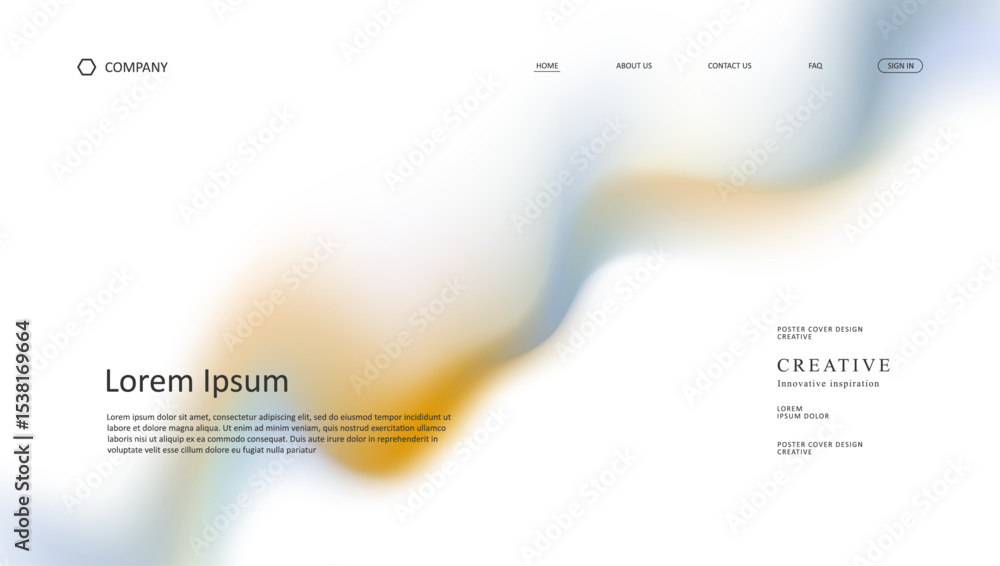 Poster abstract wave futuristic design of landing page. retro gradient mesh website design
