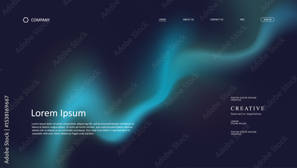 Poster abstract wave futuristic design of landing page. retro gradient mesh website design