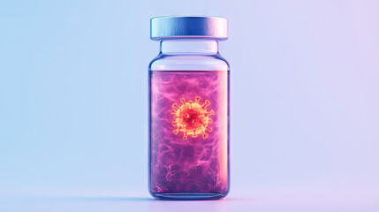 against a light backdrop, a clear bottle sits upright filled with a deep pink fl