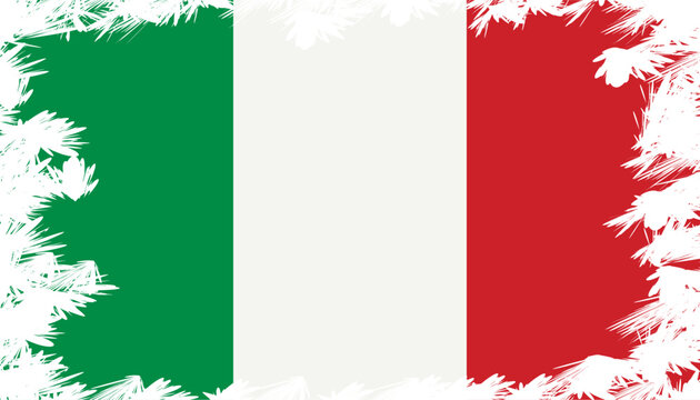 Italy Flag with Grunge Border and Brush Edge