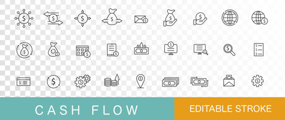 Cash flow  icon minimalist. Set collection. Simple design. Vector illustration	