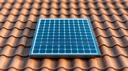 the image features a solitary panel for energy collection installed on top of a roof