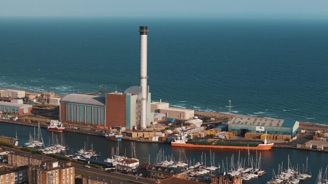 Aerial of the commercial port of Shoreham