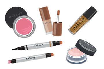 Set of  Palettes Makeup Products vector illustration