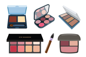 Set of  Palettes Makeup Products vector illustration