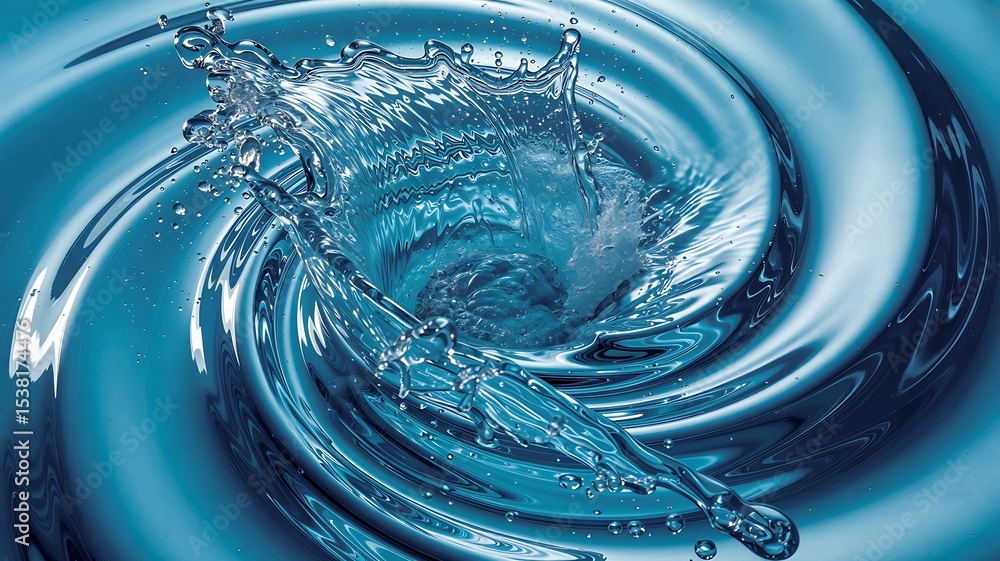 Poster whirlpool of aqua: a captivating swirl of azure water forms a mesmerizing whirlpool, exhibiting dyna