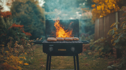 Autumn Backyard BBQ Real Aesthetic Wallpaper Background for Fall Vibes