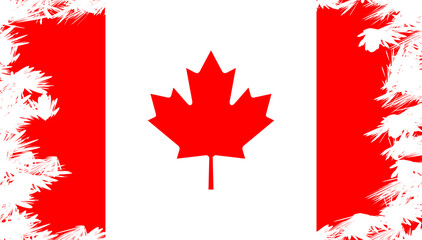 Canada Flag with Grunge Brush Border