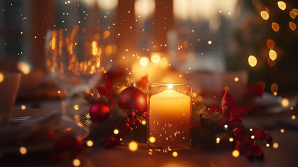 Warm Christmas Candlelight Real Aesthetic Wallpaper Background for Festive Season