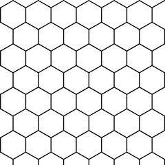 Honeycomb pattern with hexagon mesh. Hexagon seamless pattern. Hexagon Beehive honeycomb pattern wall black and white.  Flat vector illustration. 