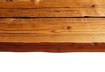 Naklejka premium Aged wooden table, rustic texture, isolated on white background, detail, wood