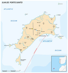 Map of the Portuguese island of Porto Santo, Madeira