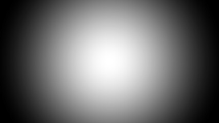 Black and white radial border vignette abstract background. Smooth gradient blend. Central light glow. Soft, blurred edges. Noise grain texture. Grayscale fade. Minimal monochrome light burst effect