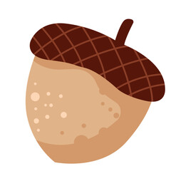 Flat Vector Illustration of a Brown Acorn with Textured Cap