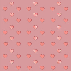立体的なハートマークのシームレス背景パターン・ピンク