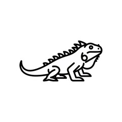 Iguana Outline Illustration: Simple Black Line Art of a Reptile, Isolated on White, Perfect for Educational or Design Projects
