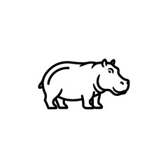 Obraz premium Minimalist Hippo Icon: A Simple Line Drawing of a Hippopotamus for Graphic Design and Creative Projects (70-150 characters)