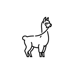 Obraz premium Minimalist Line Art of a Standing Llama: Modern Animal Illustration for Creative Projects and Design Element Use