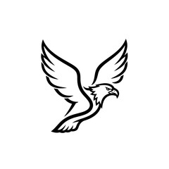 Fototapeta premium Elegant Eagle Silhouette Logo Design for Branding and Creative Projects, Featuring a Bold and Striking Bird of Prey Graphic