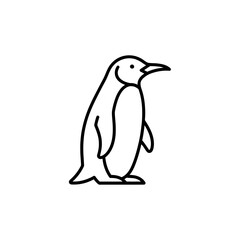 Elegant Penguin Outline: Minimalist Vector Illustration of a Flightless Bird from Antarctica, Black and White Icon for Design Projects